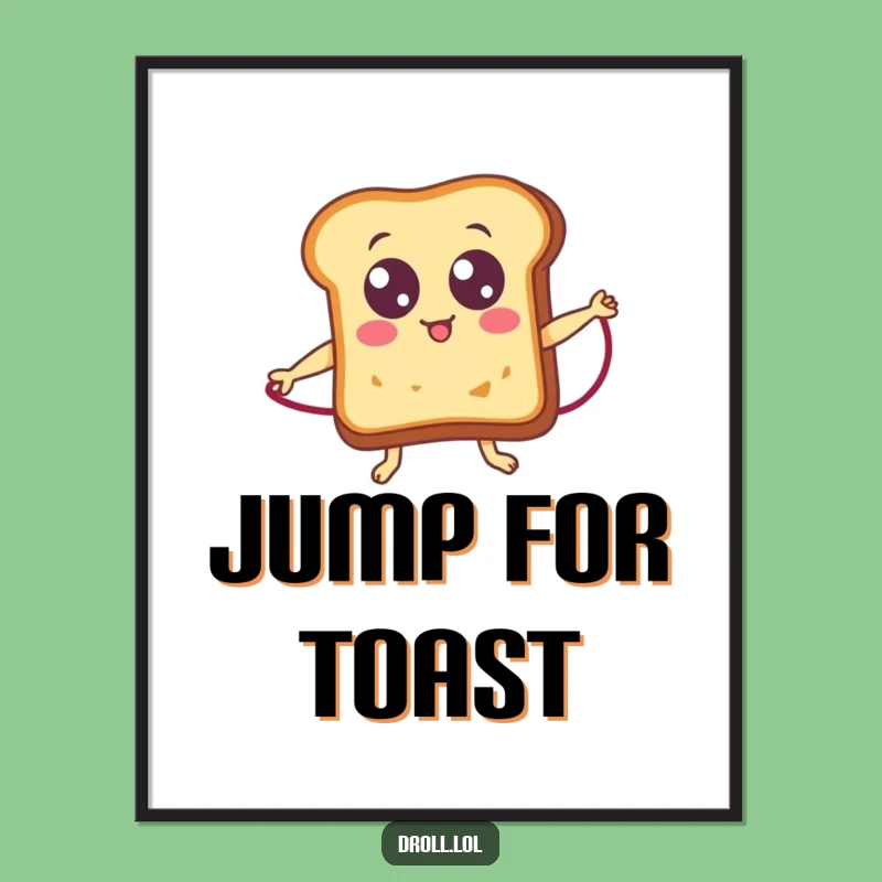 Funny Toast Jumping Rope Poster: Hilarious Breakfast Art for Your Walls