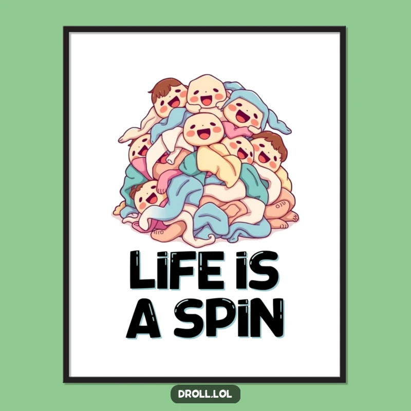 Funny Laundry Pile Poster: Joyous Tumble Art, Home Decor Gift