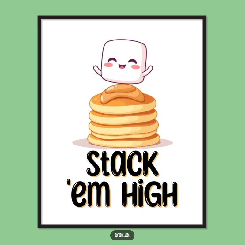 Funny Marshmallow Pancakes Poster: Giggling Cartoon Character Art For A Humorous Gift