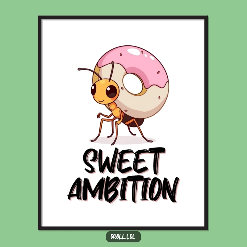 Funny Ant Donut Poster - Determined Tiny Hero Wall Art