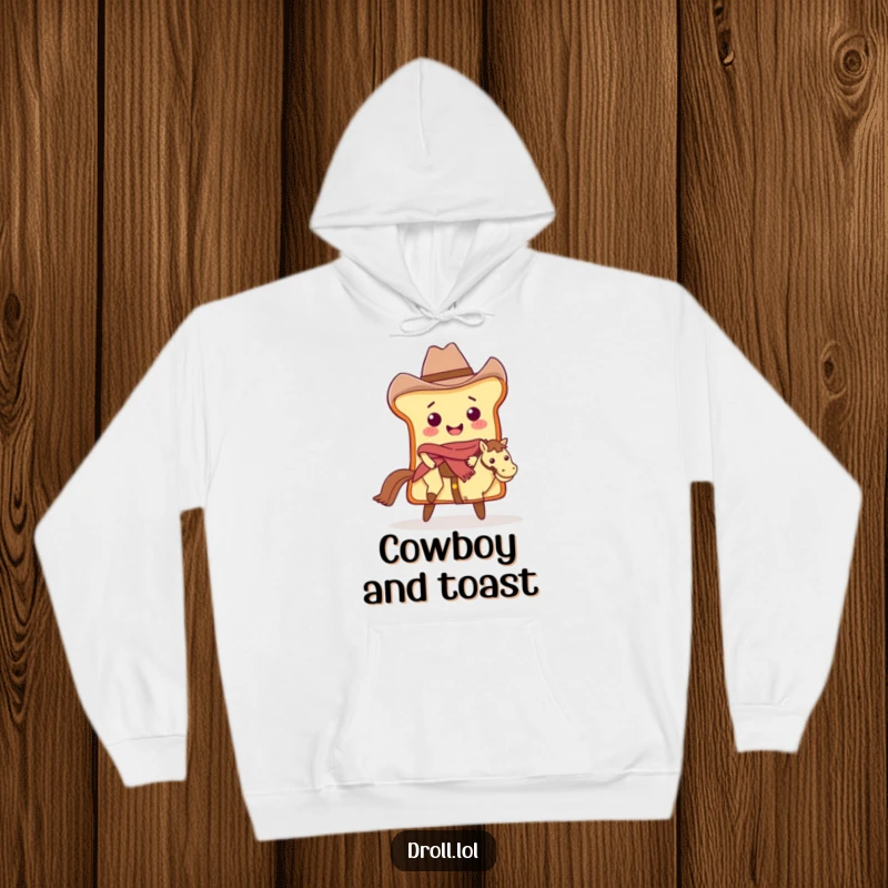 Funny Cowboy Bread Hoodie: A bread slice cowboy riding a butter pat, cozy and humorous.