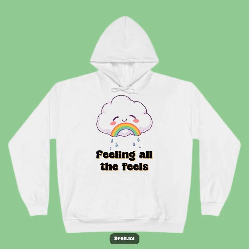 Cozy Funny Joyful Cloud Hoodie: Stay Warm with this Rainbow Maker