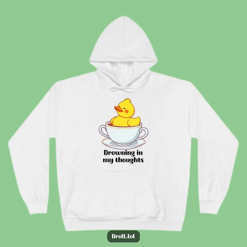 Funny Confused Rubber Duck Hoodie - Cozy & Hilarious Tea Time Wear!
