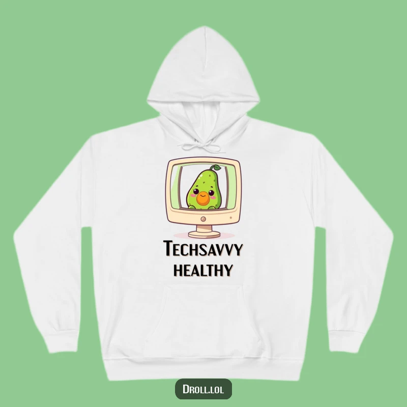 Funny Curious Avocado Computer Hoodie - Cozy Tech Humor Wear for Nerds Gift