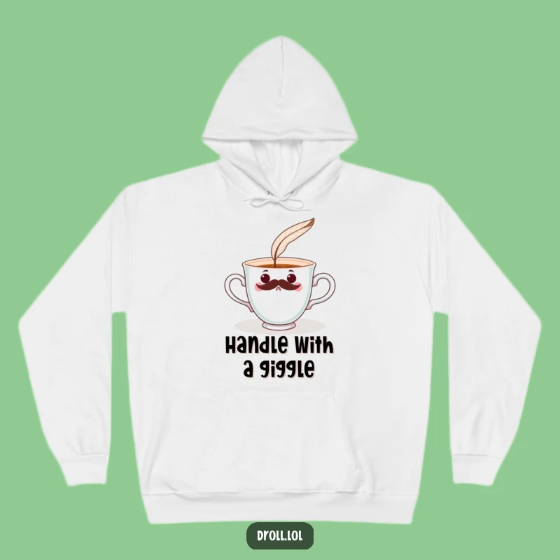Funny Teacup Mustache Hoodie: Cozy Tickle Gift for Tea Fans