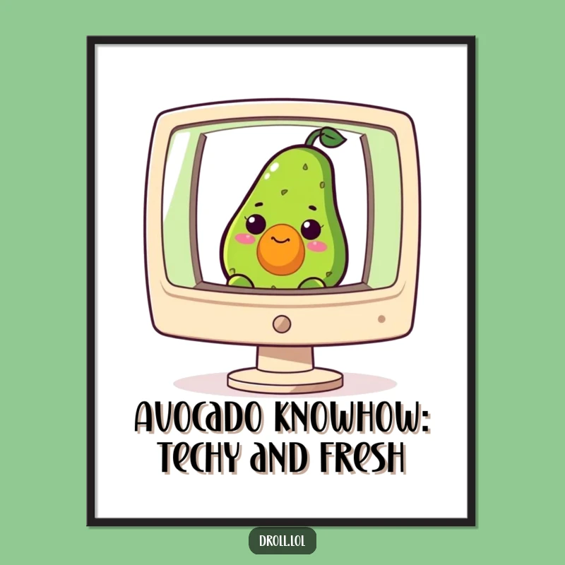 Free Printable Wall Art: Avocado Computer Screen Funny Downloadable Decor
