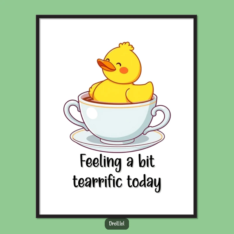 Free Printable Wall Art: Confused Rubber Duck Teacup Humorous Downloadable Home Decor Gift