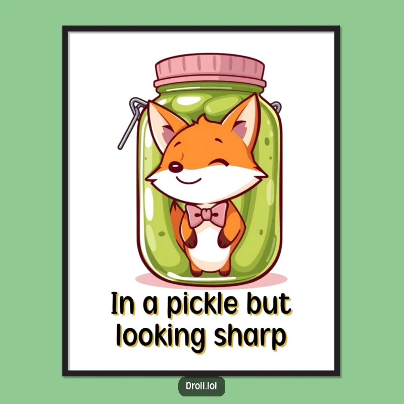 Free Printable Wall Art: Fox in Pickle Jar - Humorous DIY Downloadable Decor
