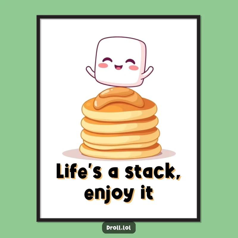 Free Printable Wall Art: Marshmallow's Pancake Wobble for Whimsical Downloadable Decor