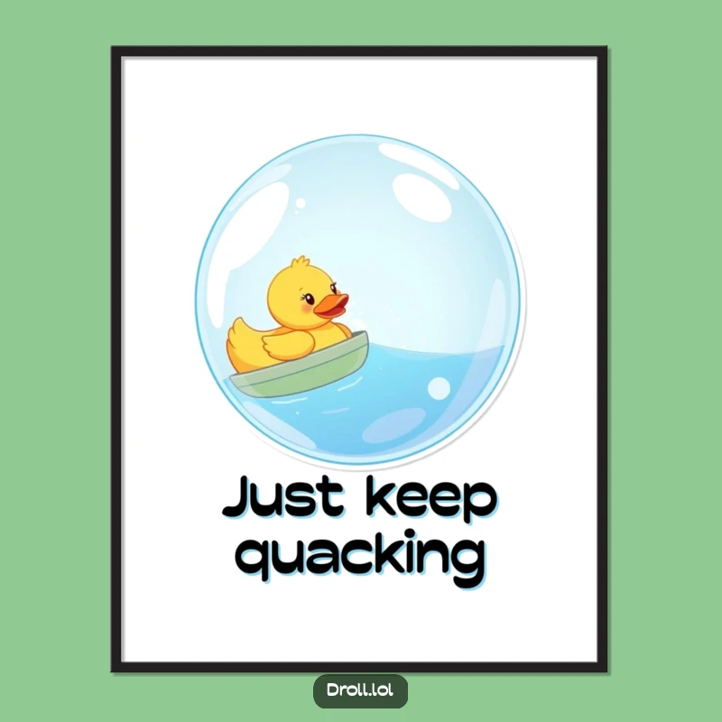 Free Printable Wall Art: Rubber Duck Bubble Sailing, Funny Bath Toy Art
