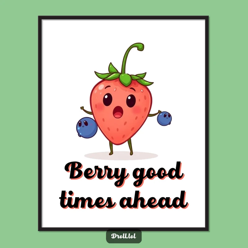 Free Printable Wall Art: Strawberry Juggling Blueberries Downloadable Decor