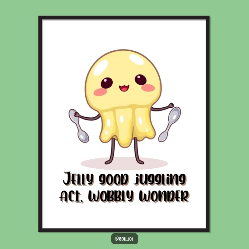 Free Printable Wall Art: Wobbly Jelly Juggling Spoons, Funny Downloadable Decor for Whimsical Spaces