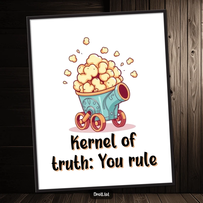 Funny Free Printable Wall Art: Ornate cannon launching a cheering popcorn explosion, adding hilarious decor to any room.