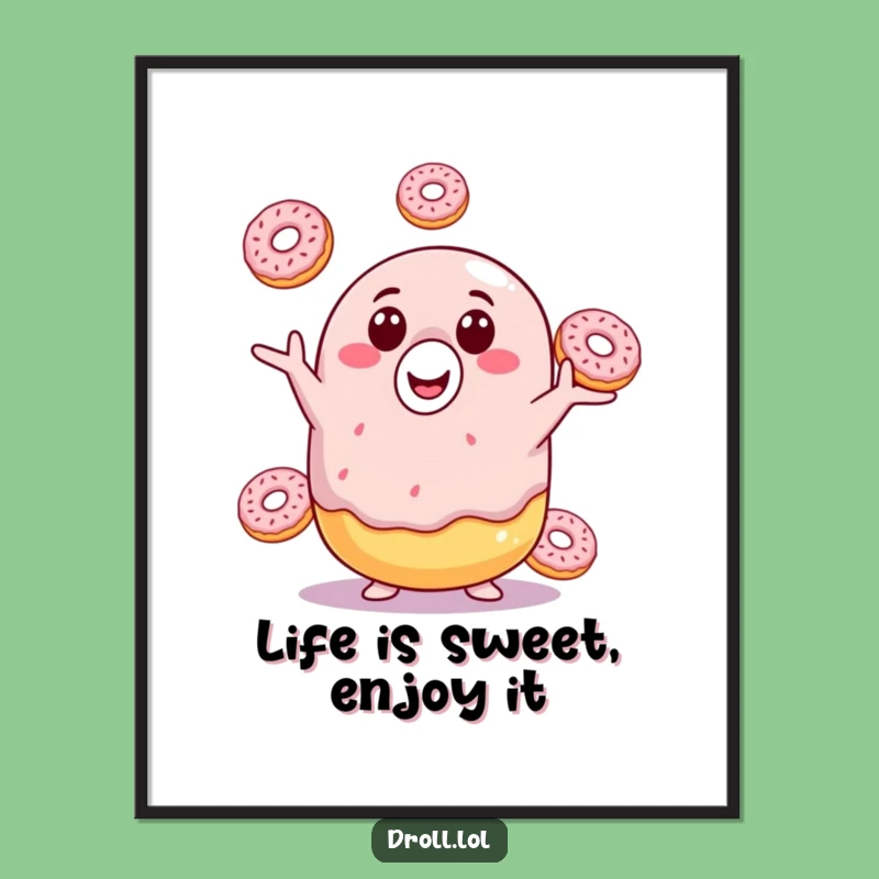 Free Printable Donut Wall Art: Hilarious Juggling Pastry, Funny Downloadable Decor!