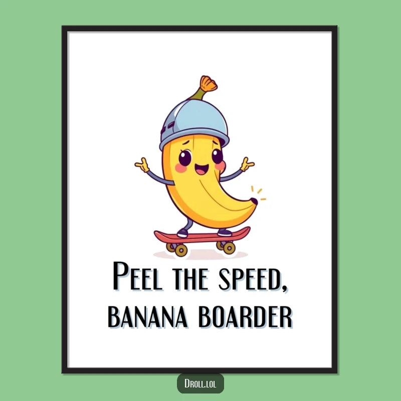 Free Printable Wall Art: Banana Peel Skater, Funny Downloadable Decor for Groovy Spaces