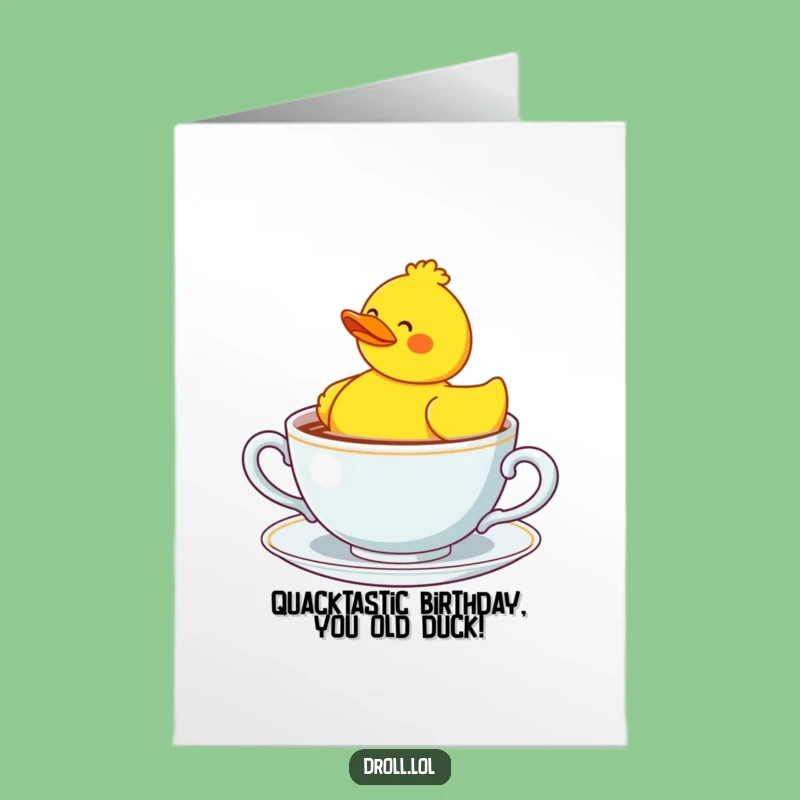 Free Printable Funny Duck Birthday Card: Confused Bobbing Rubber Duck Teacup Downloadable Gift