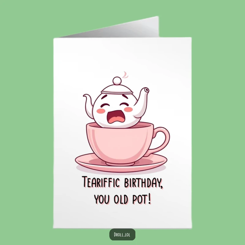 Funny Free Printable Birthday Card: Startled Teapot Surprise - Instant Download Gift