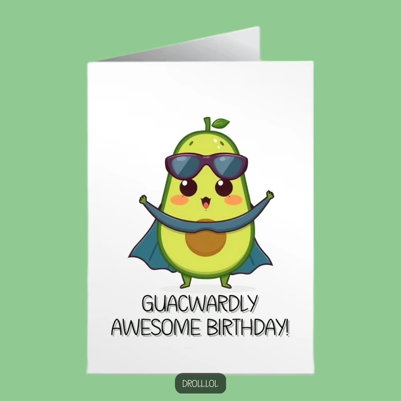 Free Printable Birthday Card: Superhero Avocado! A Funny, Surprised Downloadable Gift.