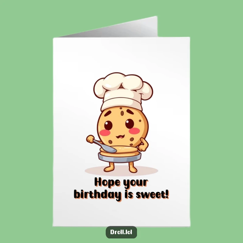 Free Printable Cookie Birthday Card: Chef Flipping Pancakes Downloadable Fun Gift