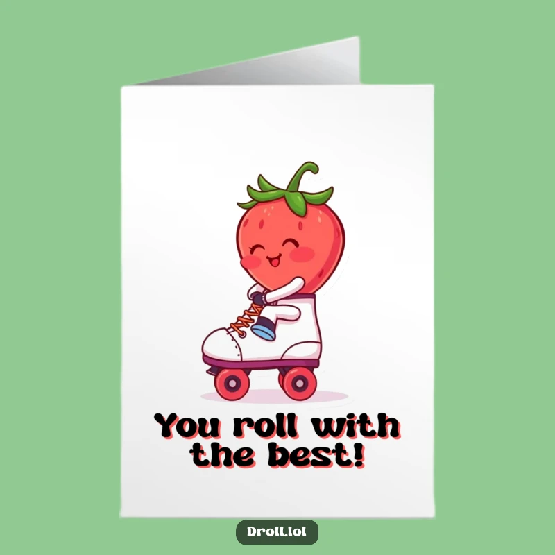 Free Printable Congrats Card: Blushing Strawberry Roller Skate, Funny Downloadable Achievement Card