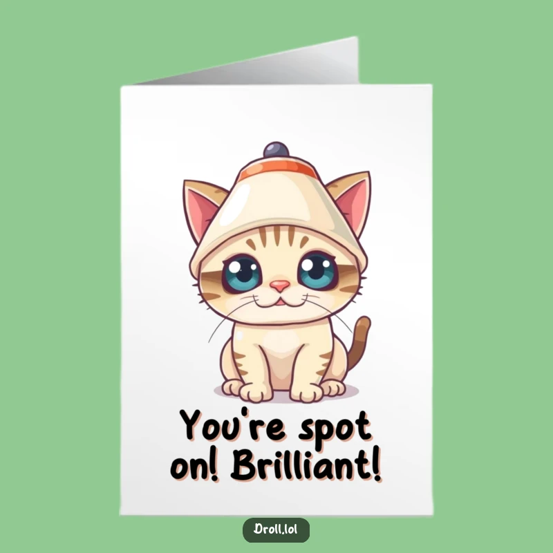 Free Printable Congrats Card: Cat Lampshade Hat Funny Downloadable Gift for Celebrations!