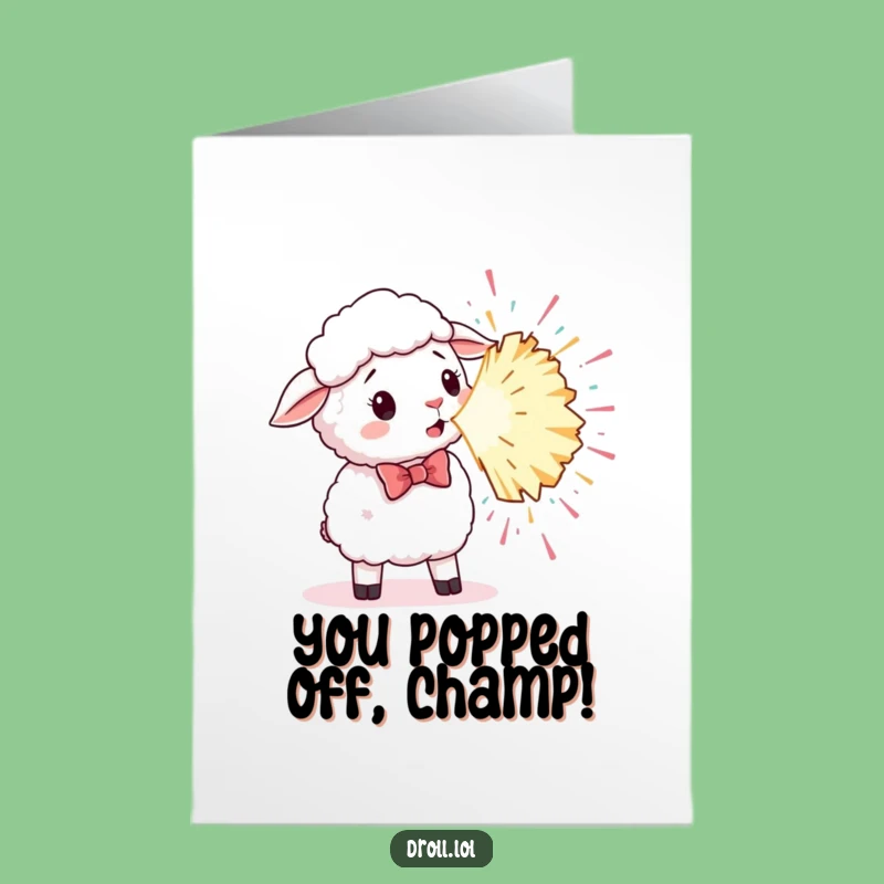 Free Printable Congrats Card: Sheep's Party Popper Surprise, Funny Downloadable Celebration