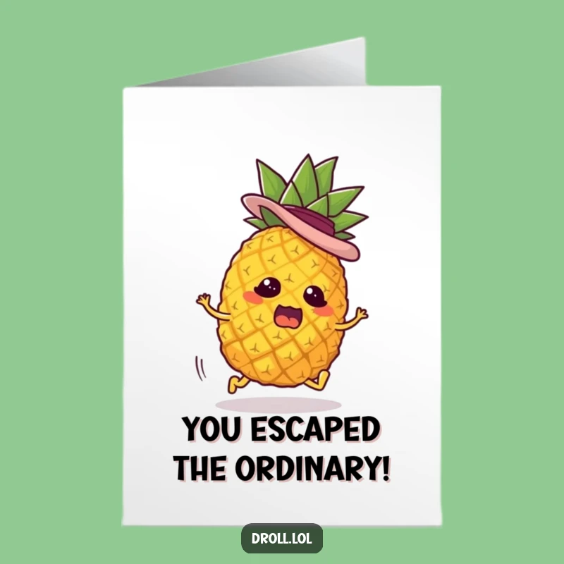 Free Printable Congrats Card: Runaway Pineapple - Funny Downloadable Escape