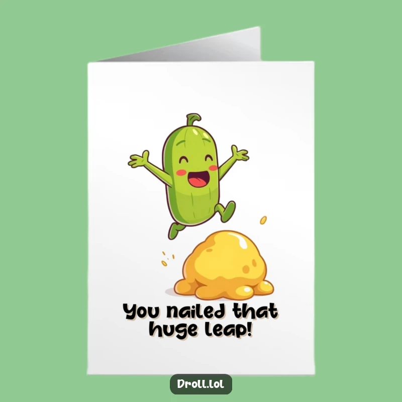 Free Printable Pickle Jump Congrats Card Funny Downloadable for Victories