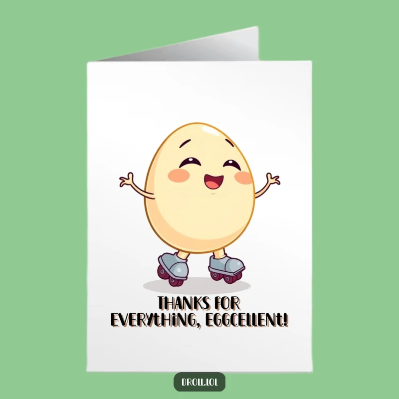 Free Printable Thank You Card: Funny Egg on Skates, Comical Gratitude Gift