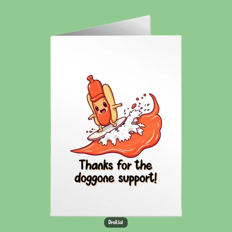 Free Printable Thank You Card: Hot Dog Surfing Ketchup, Hilarious Gratitude Downloadable Gift