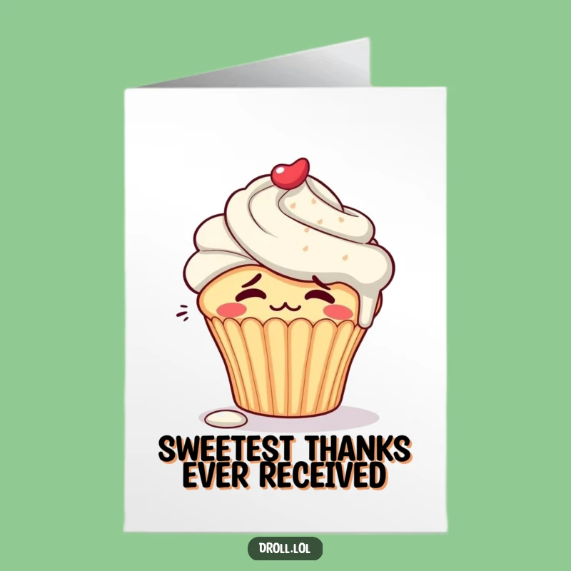 Free Printable Blushing Cupcake Thank You Card Funny Downloadable for Sweet Gratitude