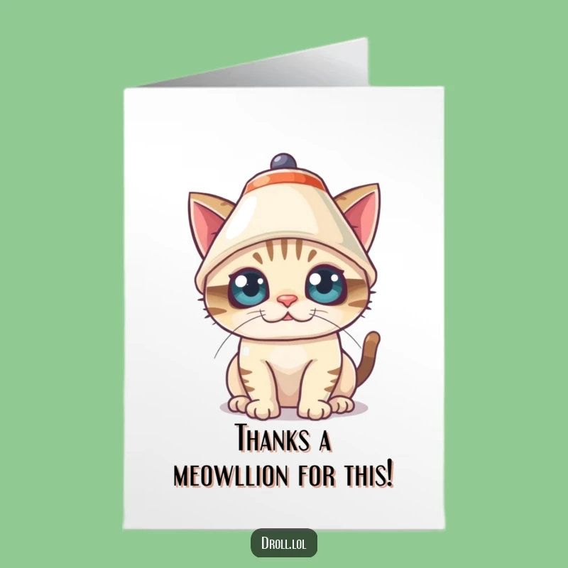 Free Printable Thank You Card: Cat Lampshade Hat Funny Downloadable Gift for Thanks!