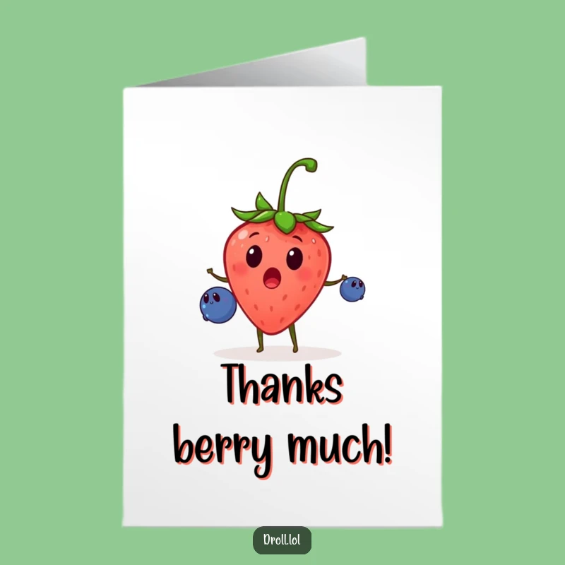Free Printable Thank You Card: Strawberry Juggling Blueberries Funny Downloadable Gift