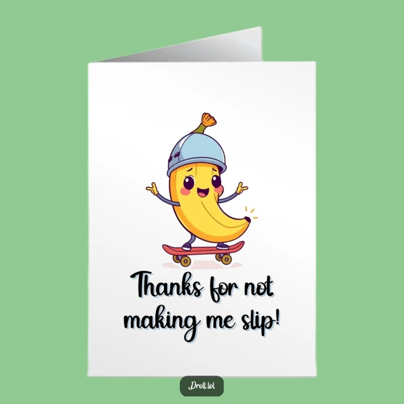 Free Printable Thank You Card: Banana Peel Skater, Funny Downloadable Gratitude Ride