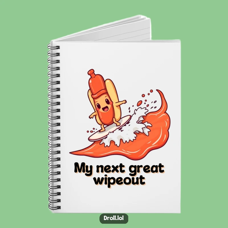Funny Hot Dog Surfing Ketchup Wave Notebook - Jot Down Laughs, Hilarious Gift