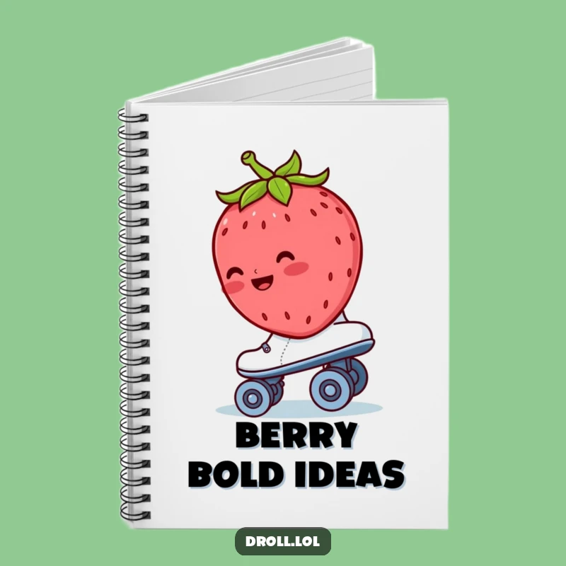 Funny Strawberry Roller Skate Notebook - Cute Retro Berry Journal Gift