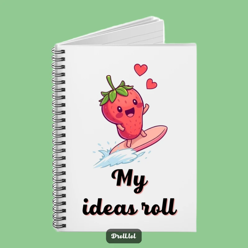 Funny Strawberry Surfing Blueberry Notebook - Fruity Journal Gift