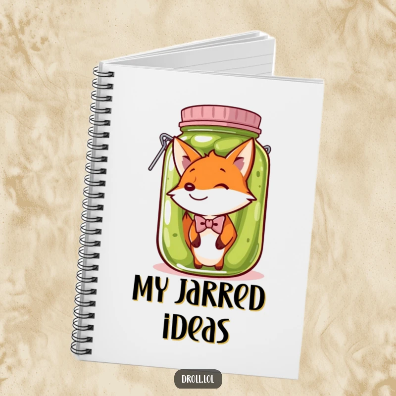 Funny Notebook: A fox in a bow tie stuck in a pickle jar inspires hilarious note-taking and absurdly brilliant ideas.
