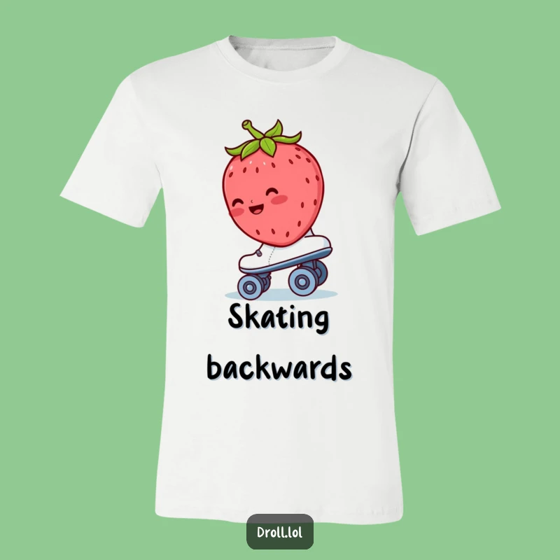Funny Blushing Strawberry Roller Skate T-Shirt - Retro Cute Berry Tee Gift