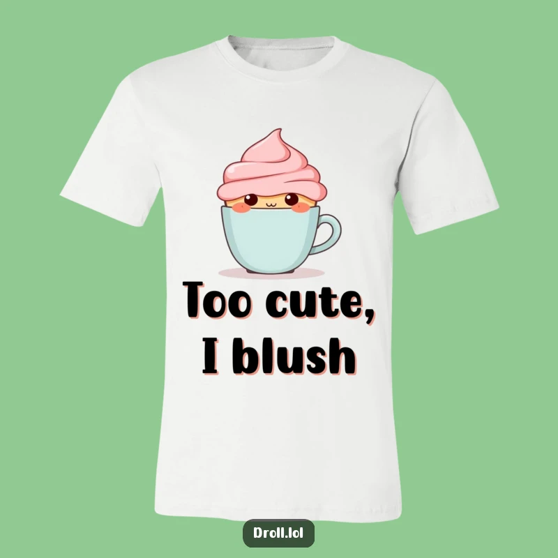 Funny Blushing Cupcake T-Shirt - Cute & Shy Dessert Graphic Tee Gift