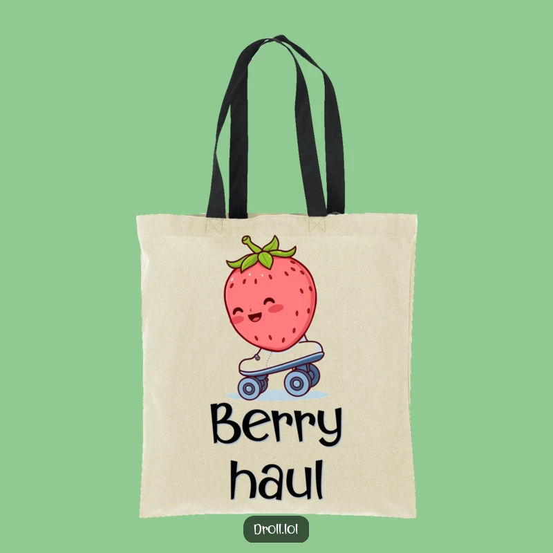 Funny Strawberry Roller Skate Tote Bag - Stylish, Retro Berry Accessory Gift